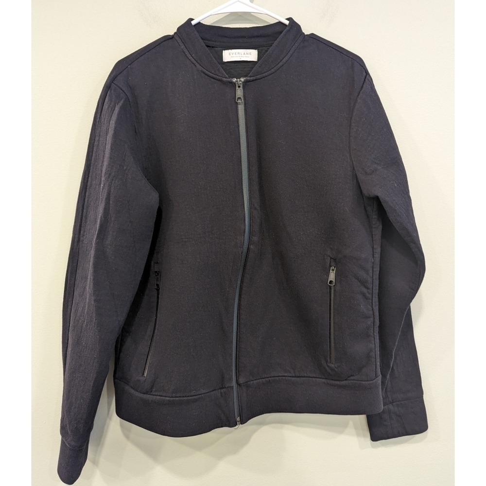 Everlane Black Zip Up Scuba Front Zip Pocket Jacket Size Medium